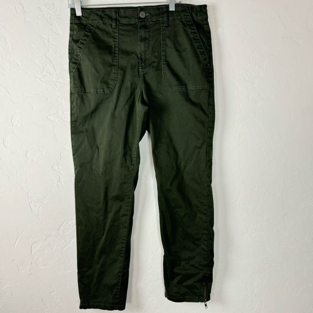 Kut From The Kloth Pants Jeans Ankle Straight Leg Dark Green Solid Cotton Forest - Picture 1 of 11